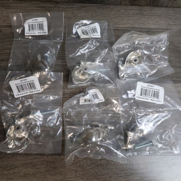 6ct Michael Aram Cabinet Drawer Bunny Rabbit Pull Knob Silver Tone - Picture 7 of 8